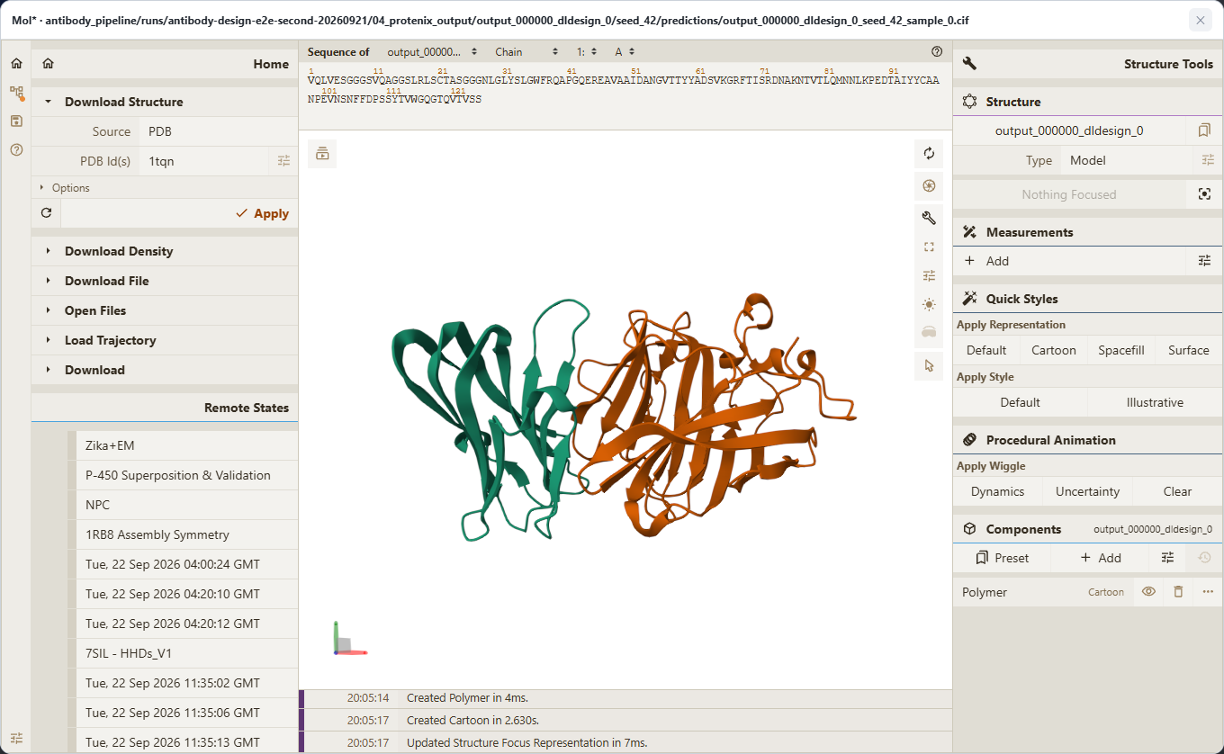 Inspect a Protenix-predicted structure in ScienceDiscovery