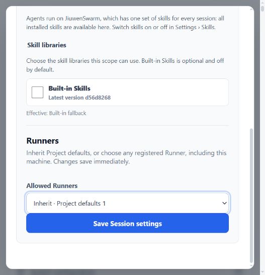 Allow a Runner in the current Session settings